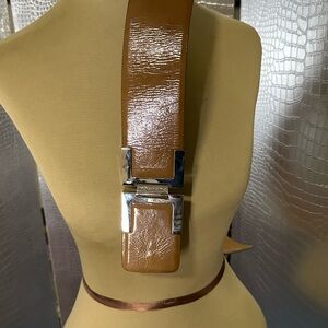 Versace Brown Leather Belt with Silver Buckle